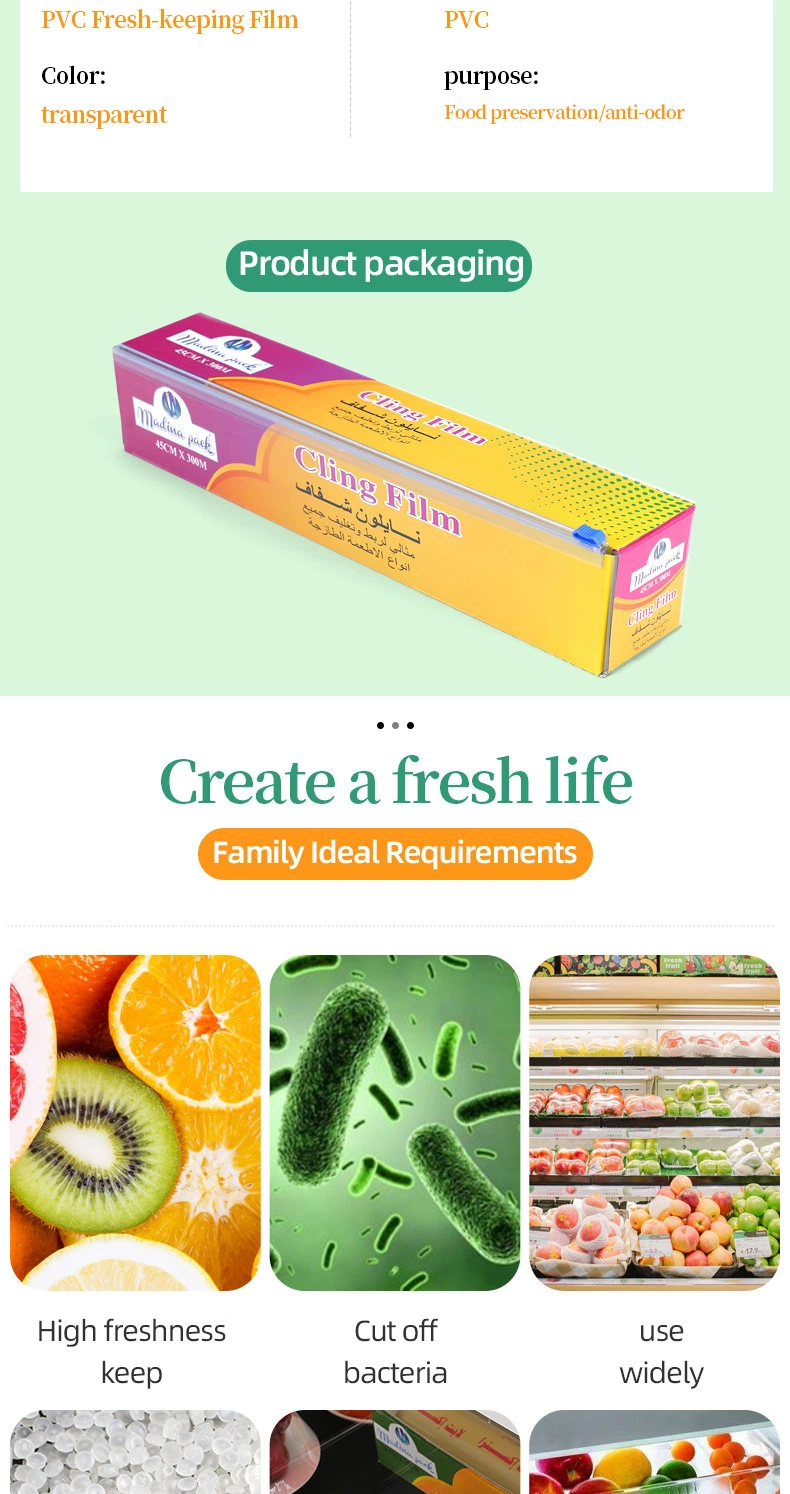 Good Sticky Transparent PVC Cling Film for Food Fresh