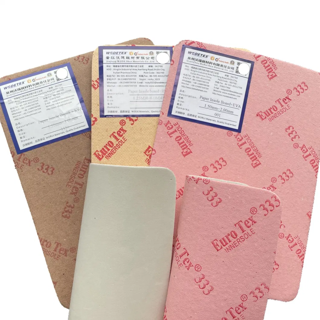 Nonwoven Polyester Paper Insole Board Laminated EVA Shoe Insole Board