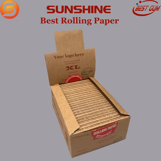 Fabbrica di cartine per fumatori di colore marrone non sbiancato di dimensione OEM XL da 12,5 g/m²